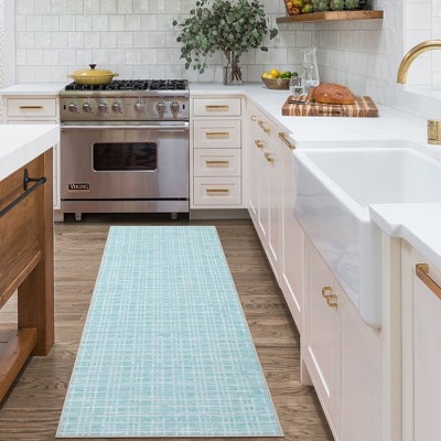Area Rug Washable Rugs Modern Checkered Area Rug Buffalo Plaid Rugs for Living Room Bedroom, 2' x 6' Pale Green