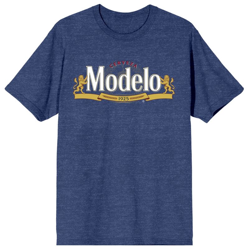 Modelo Logo Crew Neck Short Sleeve Navy Heather Adult T-shirt, 1 of 4