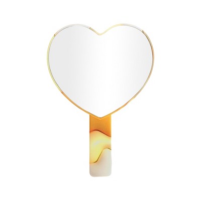 Unique Bargains Heart Shape Cosmetic Mirror Orange Yellow 1 Pc