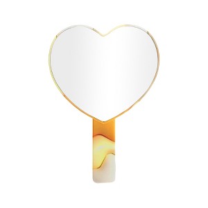 Unique Bargains Heart Shape Cosmetic Mirror Orange Yellow 1 Pc - 1 of 3