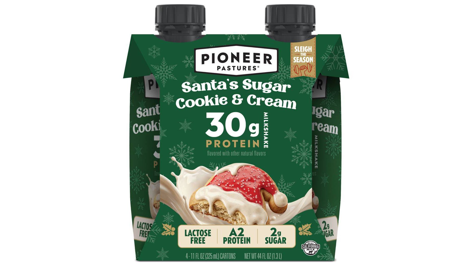 Pioneer Pastures A2 High Protein Milkshake - 30g Protein - Santas Sugar Cookie and Cream - Lactose Free - 4pk/11 fl oz