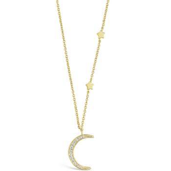 SHINE by Sterling Forever CZ Crescent with Stars Necklace