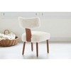 Mshliw Set of 2 Modern Fur Fabric Armless Dining Chairs with Curved Wing Back, Foam Cushion and Solid Rubberwood Legs for Dining or Living Room - 4 of 4