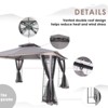 Bigget 11'x13' Outdoor Gazebo Tent with Double Roof, Patio Gazebo with Mosquito Netting, Patio Canopy for Backyard, Garden, Lawn and Deck, Grey - 3 of 4