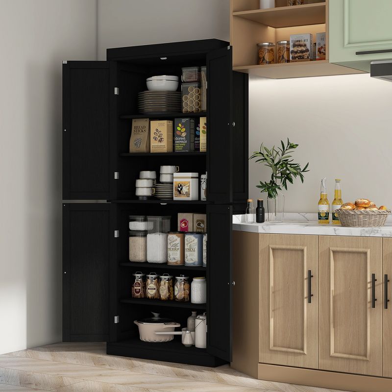 HOMCOM 72" Traditional Freestanding Kitchen Pantry Cupboard with 2 Cabinet, and Adjustable Shelves, 3 of 7