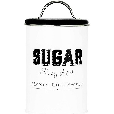 Amici Home Country Cottage Metal Canister, For Kitchen & Pantry, Black & White