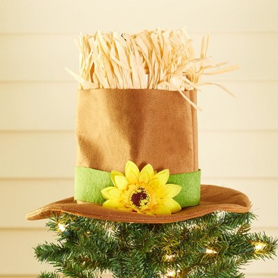 Lakeside Scarecrow Hat Christmas Tree Topper Ornament - Country Holiday Accent