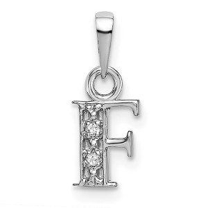 Black Bow Jewelry The Chloe Mini Diamond Accent Initial F Pendant in 14k White Gold - 1 of 4