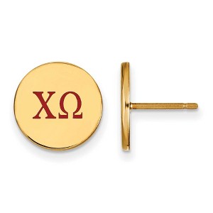 Black Bow Jewelry 14k Yellow Gold Plated Sterling Silver Chi Omega Greek Life Stud Earrings - 1 of 3