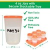 Baby Food Storage Containers w Interlocking Lids, 6 Pk- 4oz Reusable Leakproof Plastic Jars w Tray- Freezer, Microwave & Dishwasher Safe-BPA/PVC Free - 2 of 4