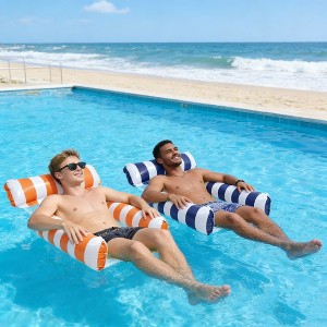 Jasonwell 2-Pack Inflatable Pool Floats – 4-in-1 Hammock with Mesh Bottom, Floating Chair Bed for Adults, Dark Blue & Orange - 1 of 4