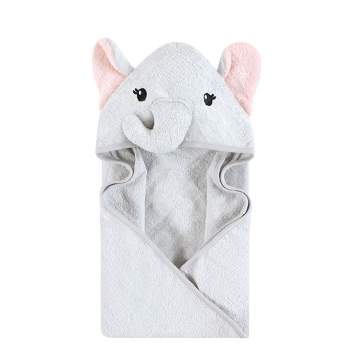Hudson Baby Unisex Baby Cotton Animal Face Hooded Towel, Dreamy Elephant Girl, One Size