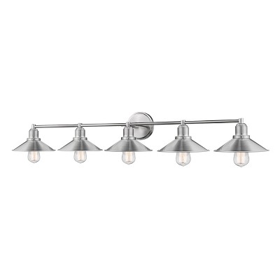 5 Light Brushed Nickel Bath Light with Brushed Nickel Steel Shade