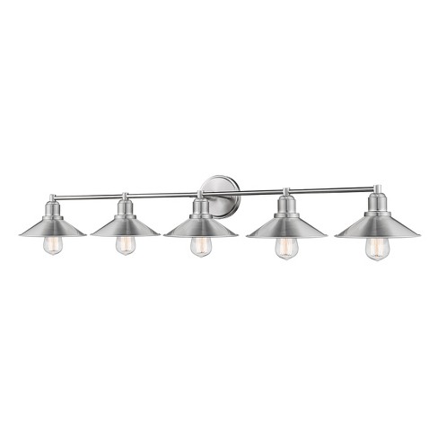 5 Light Brushed Nickel Bath Light With Brushed Nickel Steel Shade Target