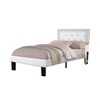 Royal Hampton Twin Bed with Silver Trim, White Button Tufted Faux-Leather - 3 of 4