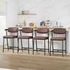 Bar Stools Set of 2 with Wider Seat, 26" Upholstered Bar Stools with Footrest, Modern Bar Stools Set with Back&Arms for Kitchen Island, Easy Assembly - 2 of 4