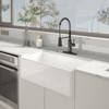 CASAINC 33" Farmhouse Apron Single Bowl Fireclay Kitchen Sink with Grid and Strainer - Reversible Installation - 2 of 2