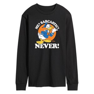 Men's - Disney - Donald Me Sarcastic Never Long Sleeve Graphic T-Shirt - 1 of 3