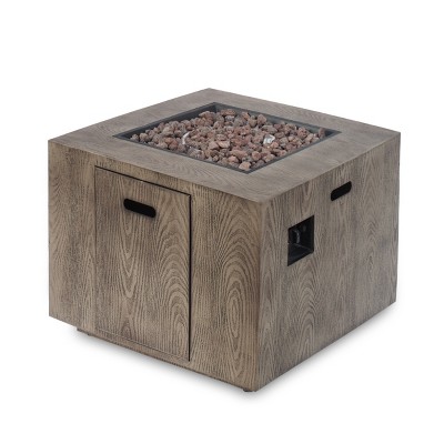 GDFStudio Jasmine Outdoor 50,000 BTU Iron Square Fire Pit Table, Brown