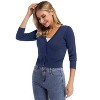 Coolmee Women's Cropped Cardigan Knit Bolero Shrug 3/4 Sleeve V Neck Business Casual Sweater - 3 of 4
