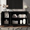Modern MDF TV Stand for 55 Inch TV,Storage TV Stand with Adjustable Shelves,TV Stand with Wood Legs and Doors for Living Room-Coolbibila - 2 of 4