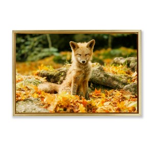 Stupell Industries Sleepy Fall Fox in Autumn Floating Frame Canvas Art - 1 of 4