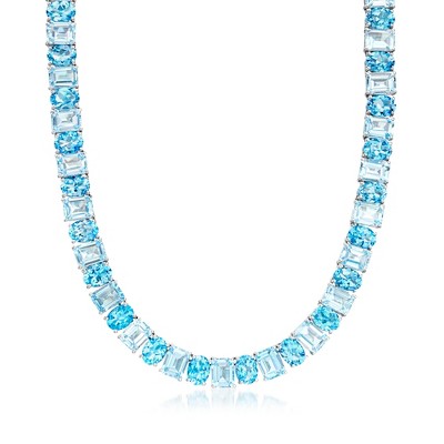 Ross-Simons 85.00 ct. t.w. Swiss and Sky Blue Topaz Necklace in Sterling Silver Size 18