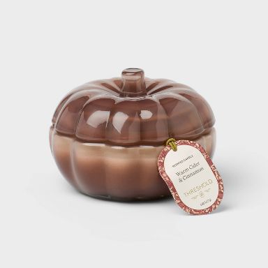2 Wick Small Glass Fall Pumpkin Candle Warm Cider & Cinnamon Jar - Threshold™: Fall