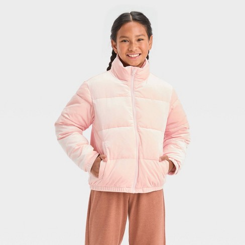 Light pink cropped puffer on sale jacket