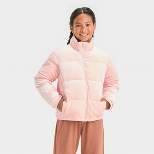 Girls' Solid Velvet Cropped Puffer Jacket - art class™
