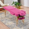 BestMassage Massage Bed Portable 2 Fold Massage Table with Towel Hanger Oil Pouch Half & Round Bolsters - 2 of 4