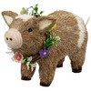 Northlight Boy Piglet with Floral Wreath Spring Figurine - 10.25" - Brown and Beige - image 4 of 4