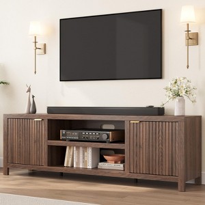 Fluted TV Stand for 80 inch, Modern Entertainment Center with Adjustable Shelves - 1 of 4