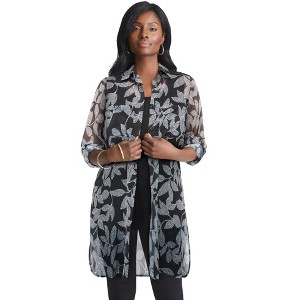 Jessica London Women's Plus Size Sheer Georgette Mega Tunic - 1 of 4