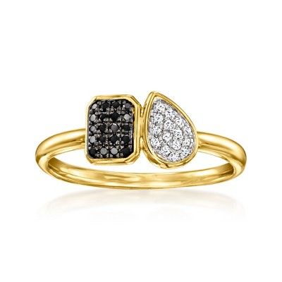 Ross-Simons 0.10 ct. t.w. Black and White Diamond Toi Et Moi Ring in 18kt Gold Over Sterling