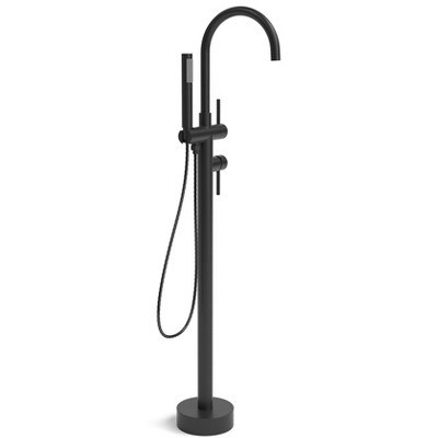 YAWWALK Double Handle Floor-Mounted Freestanding Tub Faucet with Hand Shower