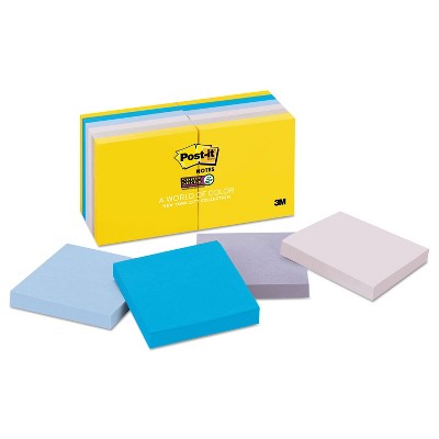 Post-it Pads in New York Colors Notes 3 x 3 90-Sheets/Pad 12 Pads/Pack 65412SSNY