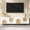 Wooakway Black TV Stand with Rebound Device Storage Cabinet with Solid Wood Legs Entertainment Center with Arched Doors for TVs up to 75" - 2 of 4