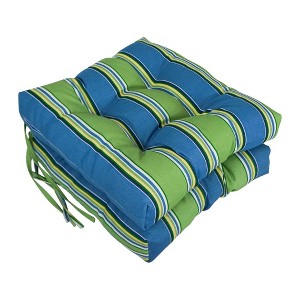 Blazing Needles, 16-inch Spun Polyester Patterned Outdoor Square Tufted Chair Cushions (Set of 2) - 1 of 2