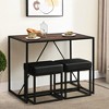 Costway 3pcs Dining Set Metal Frame Kitchen Table and 2 Stools Home Breakfast - 3 of 4