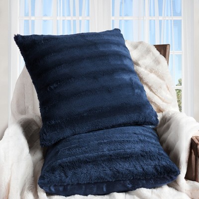 Cheer Collection Luxurious Faux Fur Throw Pillows Set of 2
