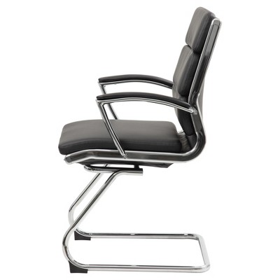 Modern Executive CaressoftPlus Guest Chair with Chrome Frame, Black