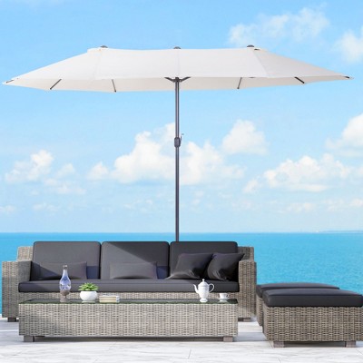 Extra Large Cream White Steel Double-Sided Patio Umbrella
