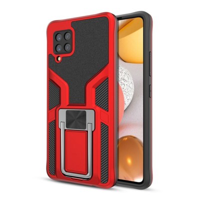 MyBat Hybrid Protector Case (with Ring Stand) Compatible With Samsung Galaxy A42 5G - Red / Black