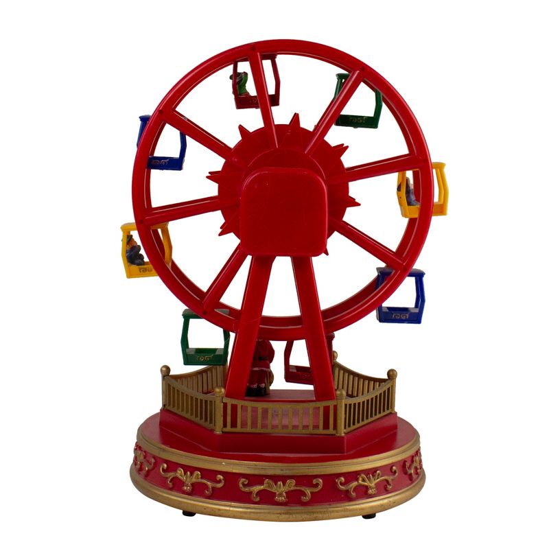 Northlight 11.25" Red and Gold LED Lighted and Musical Rotating Christmas Ferris Wheel, 6 of 8