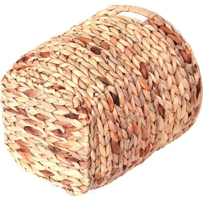 Large Round Handwoven Water Hyacinth Wicker Basket with Handles