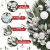 Coucheta Pre-Lit Artificial Christmas Wreath - with Silver White Ball Ornaments, Pine Cones & Ribbon Bow, Silvery - 2 of 4