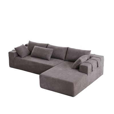 NicBex 108 Inch Chenille L-Shaped Modular Sectional Sofa with Chaise and 6 Pillows for Living Room,Apartment,Office