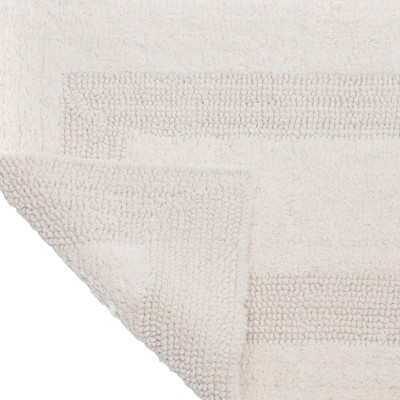 Ivory Cotton Reversible Long Bathroom Runner Rug 24" x 60"