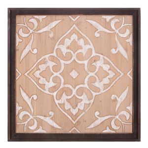 32 Carved Wood Medallion Framed Wall Art Brown Off White Patton Wall Decor Target